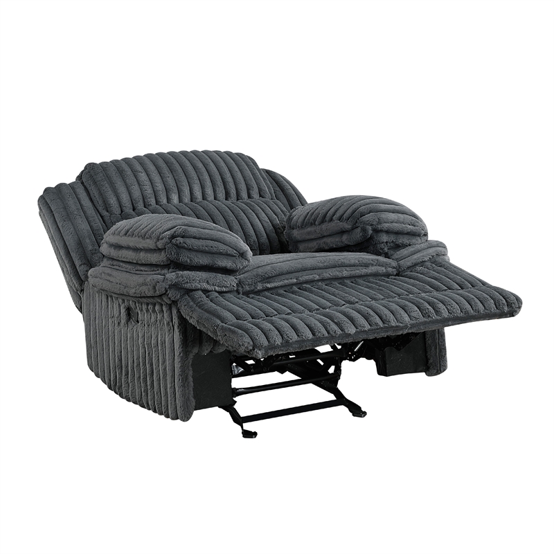 Rexy Manual Glider Reclining Chair- Textured Dark Gray Corduroy