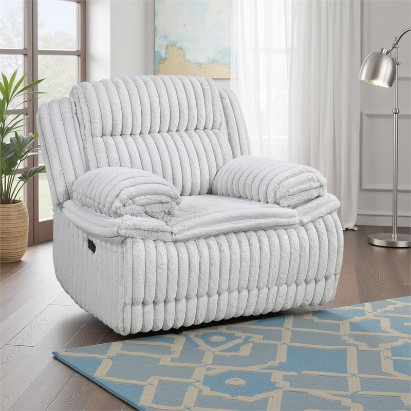 Rexy Manual Glider Recliner Chair- Textured Light Gray Corduroy