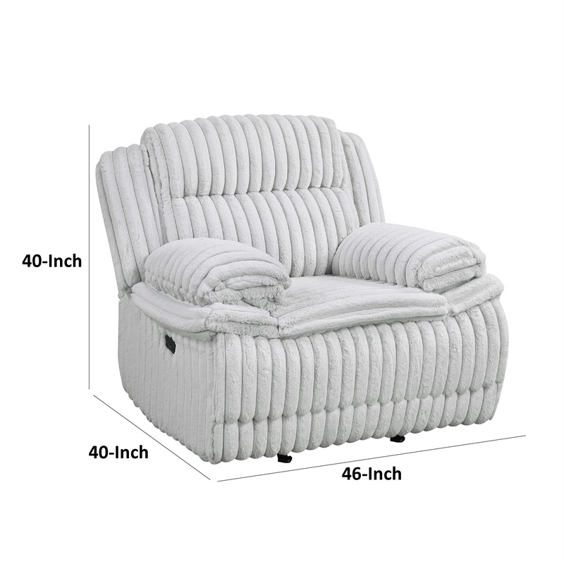Rexy Manual Glider Recliner Chair- Textured Light Gray Corduroy