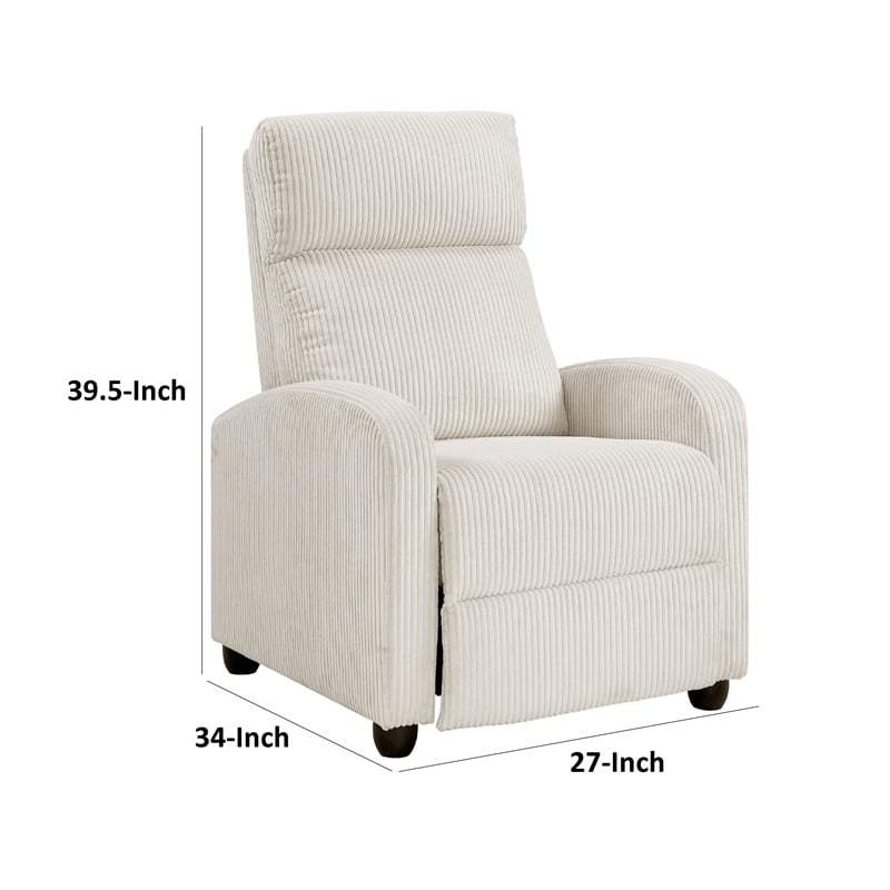 Pary Manual Push Back Reclining Chair with Beige Ribbed Corduroy