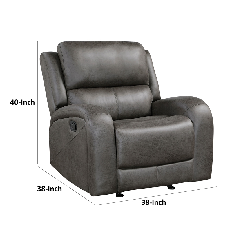 Patsy Manual Rocker Recliner Chair- Gray Polished Microfiber