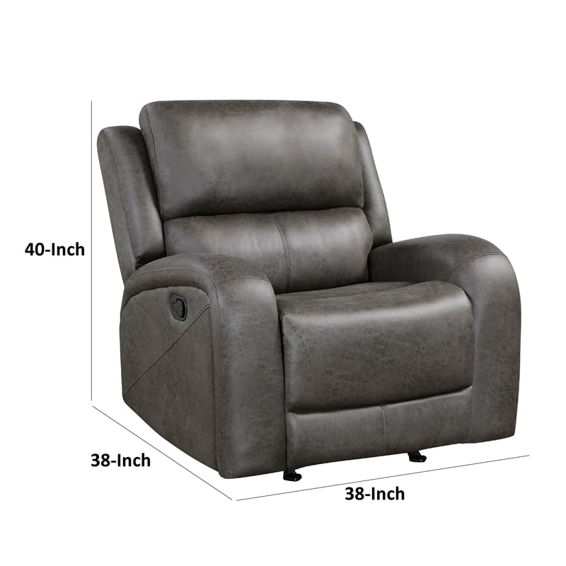 Patsy Manual Rocker Recliner Chair- Gray Polished Microfiber