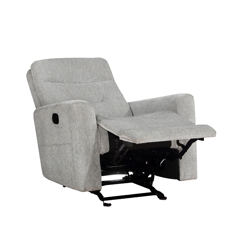 Lyns Manual Glider Recliner Armchair- Soft Gray Chenille- Solid Wood