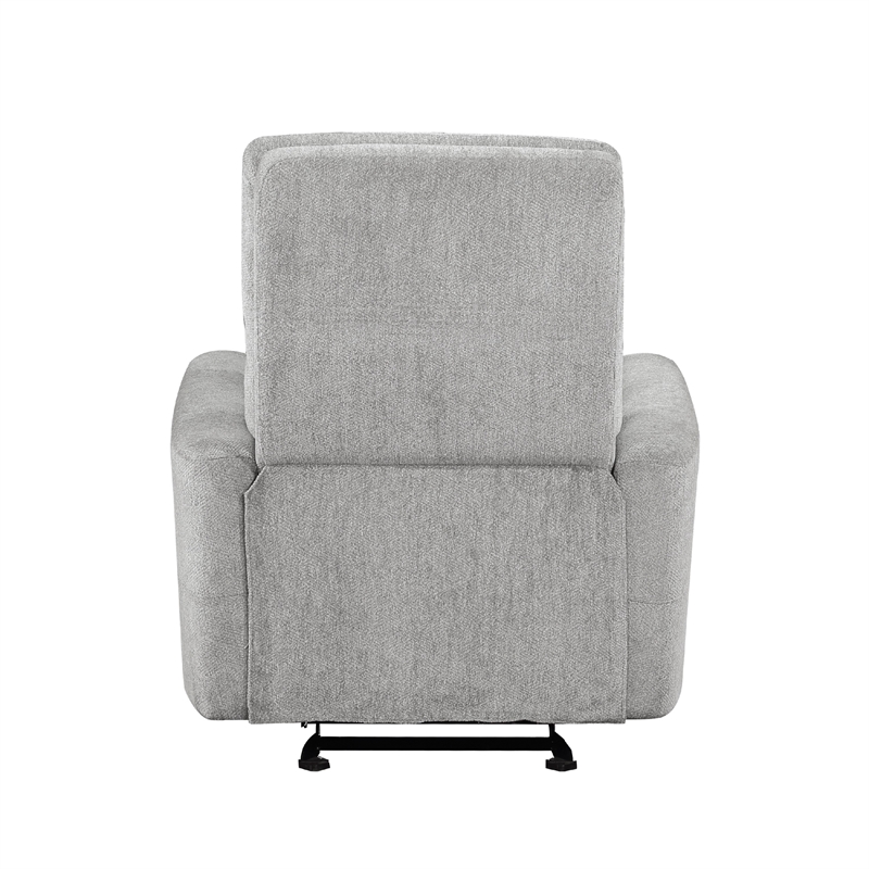 Lyns Manual Glider Recliner Armchair- Soft Gray Chenille- Solid Wood