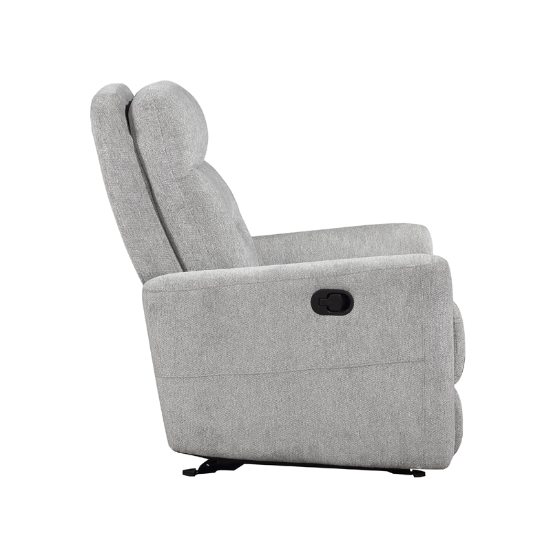 Lyns Manual Glider Recliner Armchair- Soft Gray Chenille- Solid Wood