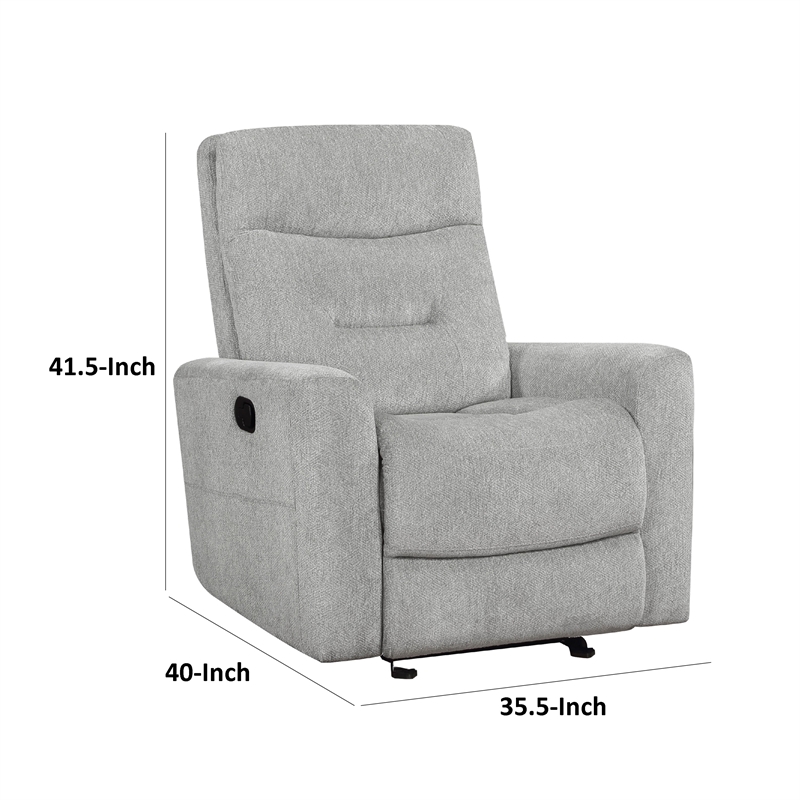 Lyns Manual Glider Recliner Armchair- Soft Gray Chenille- Solid Wood