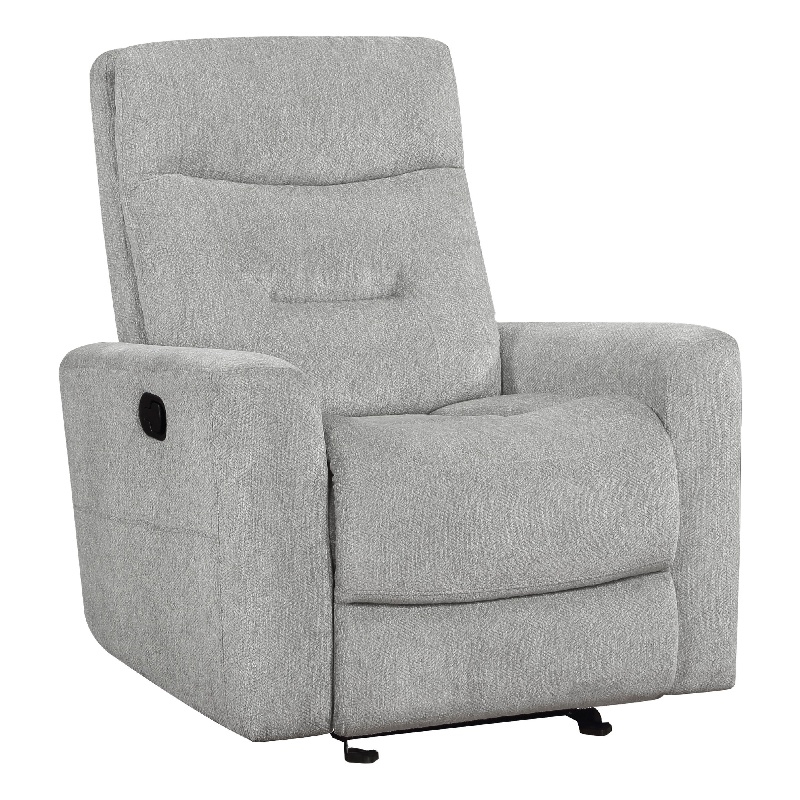 Lyns Manual Glider Recliner Armchair- Soft Gray Chenille- Solid Wood