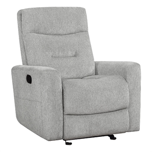 Lyns Manual Glider Recliner Armchair- Soft Gray Chenille- Solid Wood
