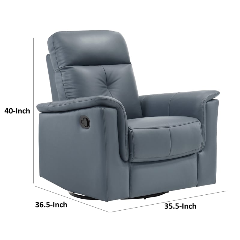Briz Manual Swivel Glider Recliner Chair- Top Grain Leather Slate Gray