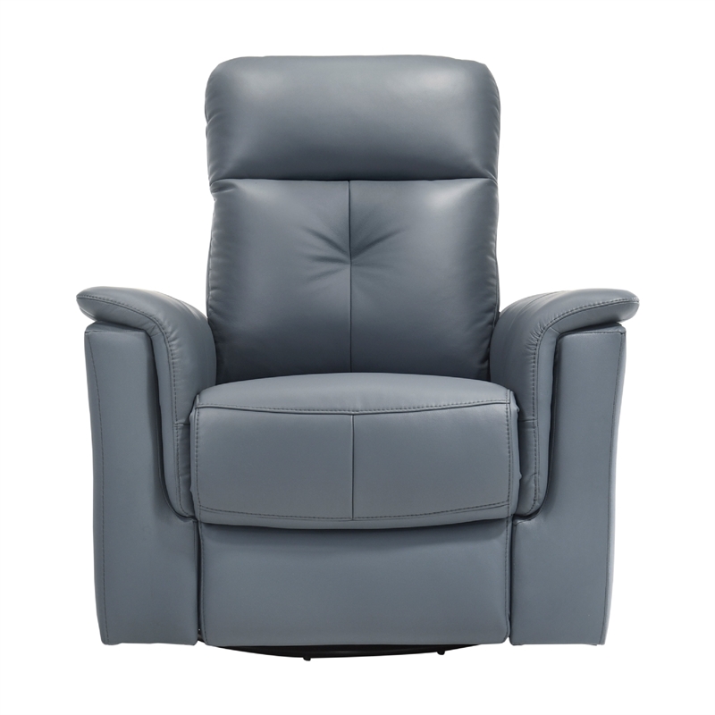 Briz Manual Swivel Glider Recliner Chair- Top Grain Leather Slate Gray