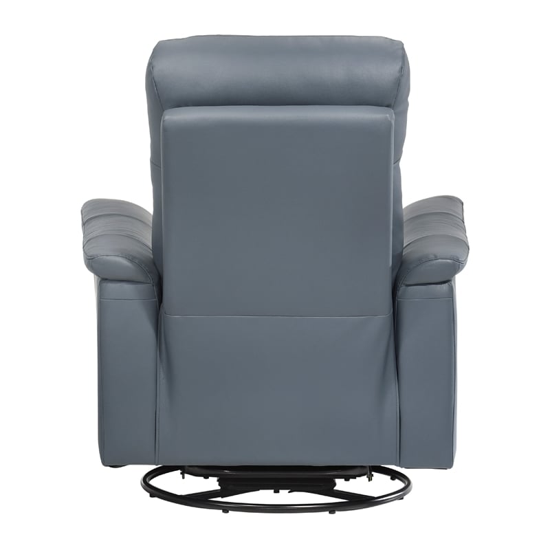 Briz Manual Swivel Glider Recliner Chair- Top Grain Leather Slate Gray