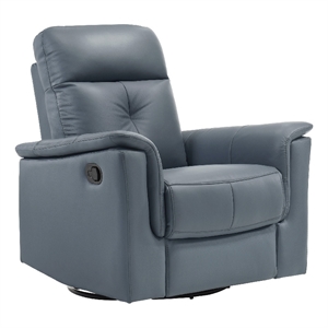 Briz Manual Swivel Glider Recliner Chair- Top Grain Leather Slate Gray
