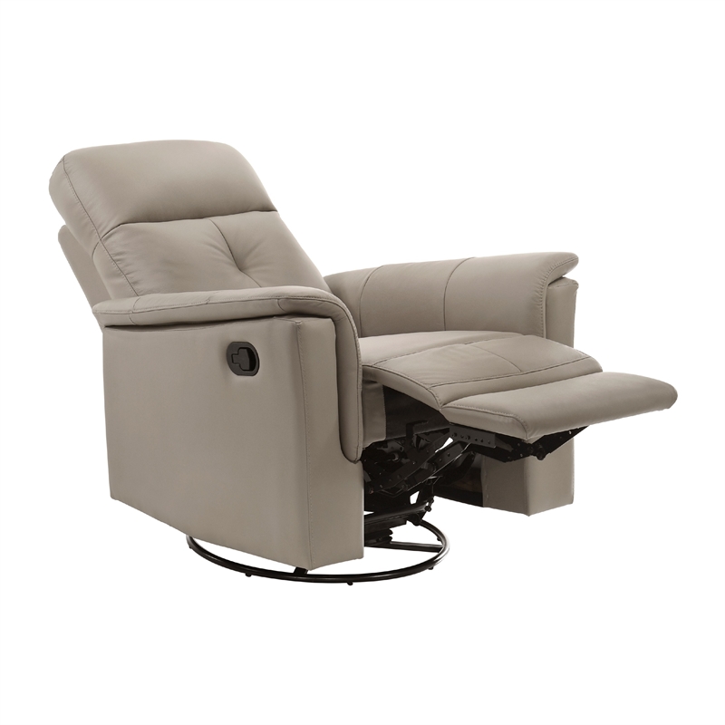 Briz Manual Swivel Recliner Chair- Top Grain Leather Latte Brown