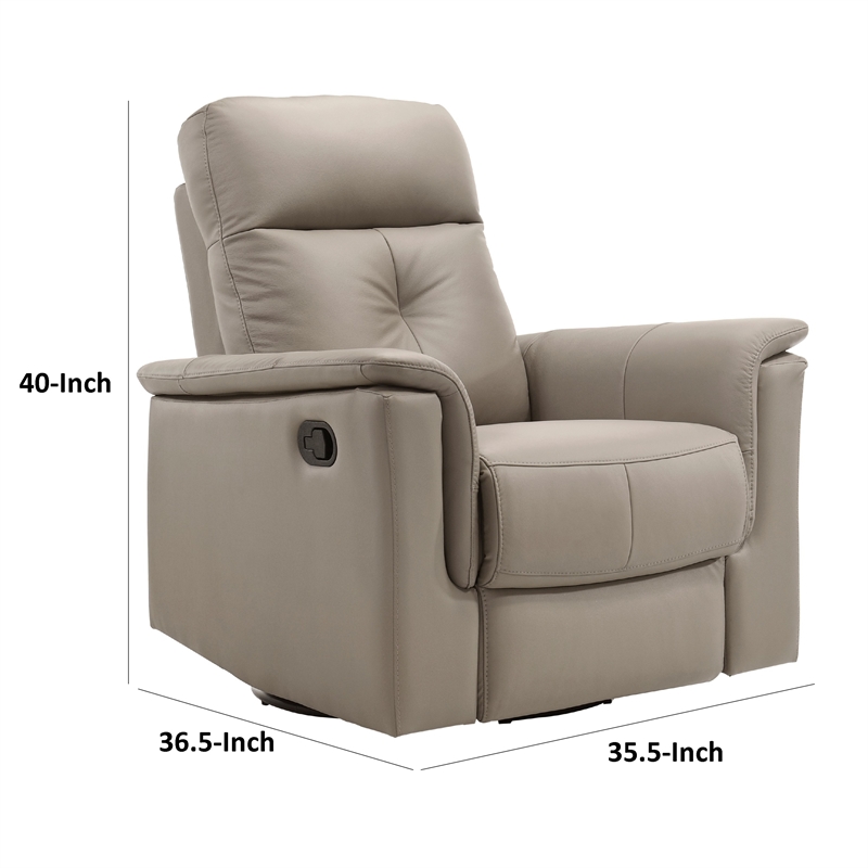 Briz Manual Swivel Recliner Chair- Top Grain Leather Latte Brown