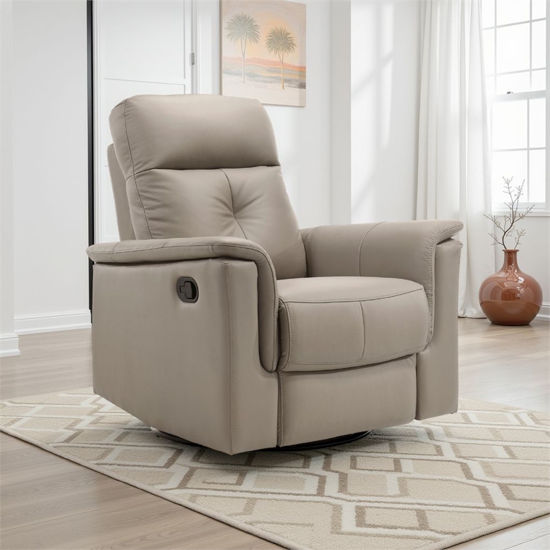 Briz Manual Swivel Recliner Chair- Top Grain Leather Latte Brown