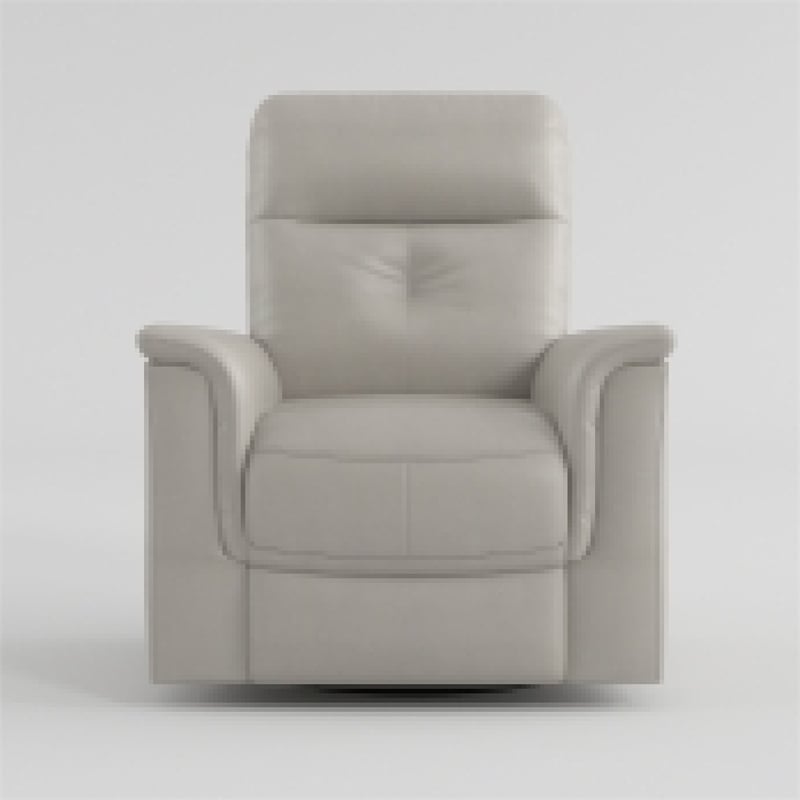 Briz Manual Swivel Recliner Chair- Top Grain Leather Silver Gray