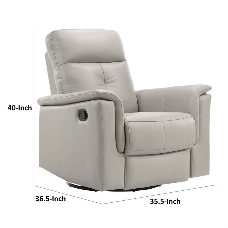 Briz Manual Swivel Recliner Chair- Top Grain Leather Silver Gray