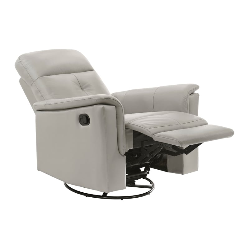 Briz Manual Swivel Recliner Chair- Top Grain Leather Silver Gray