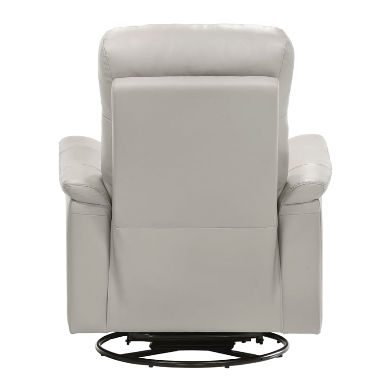 Briz Manual Swivel Recliner Chair- Top Grain Leather Silver Gray