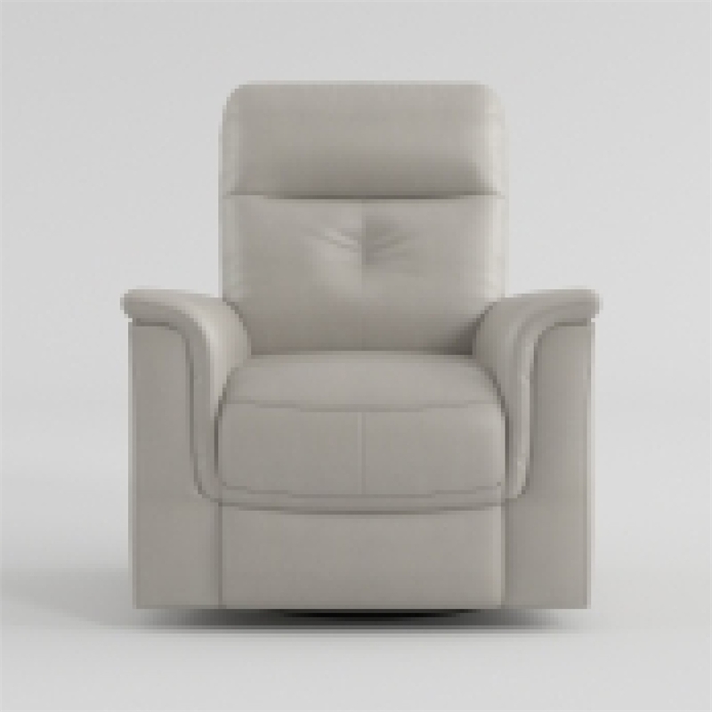 Briz Manual Swivel Recliner Chair- Top Grain Leather Silver Gray