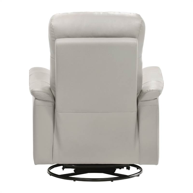 Briz Manual Swivel Recliner Chair- Top Grain Leather Silver Gray