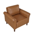Lo Accent Armchair w Rolled Arms- Mid Century Brown Faux Leather