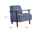 Bernie Accent Club Chair- Blue Corduroy- Dark Brown Solid Wood Frame