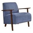 Bernie Accent Club Chair- Blue Corduroy- Dark Brown Solid Wood Frame