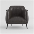 Leoni Accent Club Chair- Dark Brown Faux Leather- Flared Solid Wood