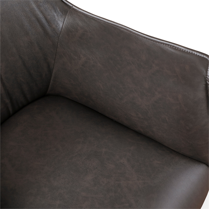 Leoni Accent Club Chair- Dark Brown Faux Leather- Flared Solid Wood