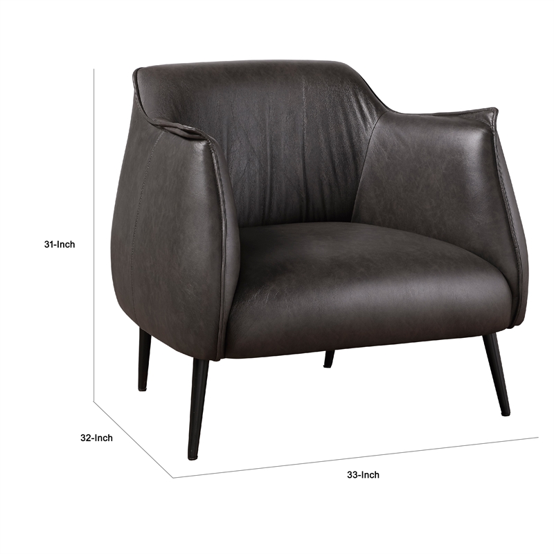 Leoni Accent Club Chair- Dark Brown Faux Leather- Flared Solid Wood