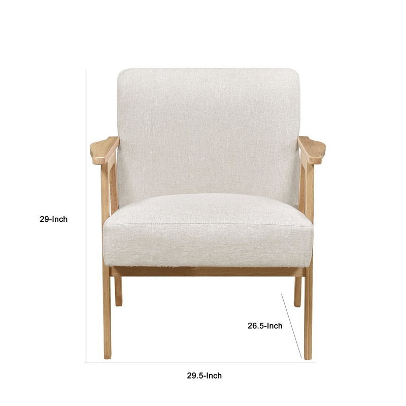 Cathy Accent Club Armchair- Soft Beige- Natural Brown Wood Frame