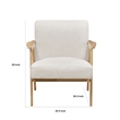Cathy Accent Club Armchair- Soft Beige- Natural Brown Wood Frame