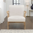 Cathy Accent Club Armchair- Soft Beige- Natural Brown Wood Frame
