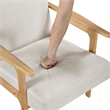 Cathy Accent Club Armchair- Soft Beige- Natural Brown Wood Frame