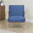 Cathy Accent Club Armchair- Soft Blue- Natural Brown Wood Frame