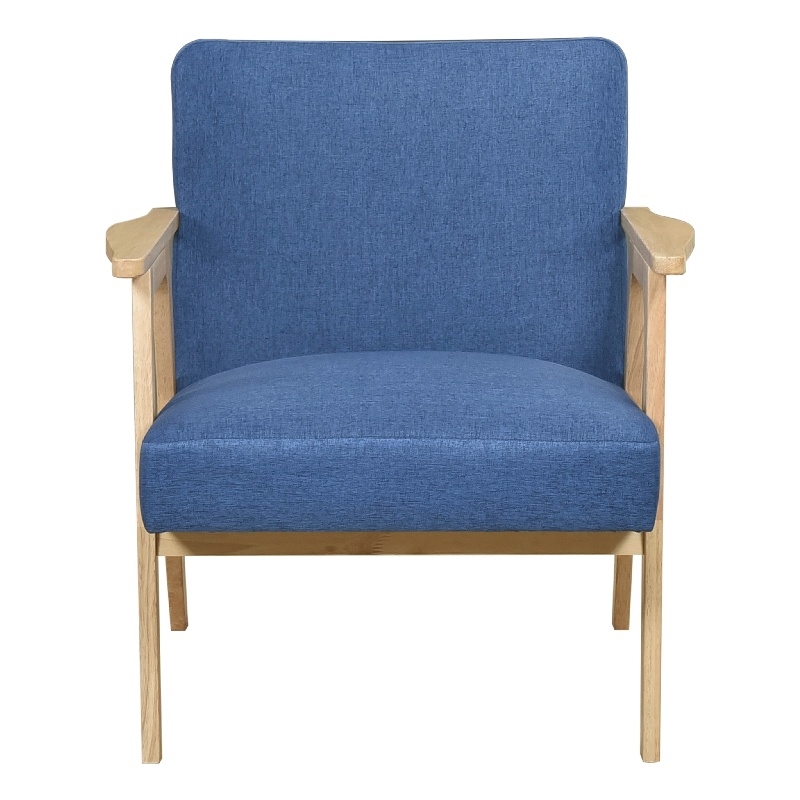 Cathy Accent Club Armchair- Soft Blue- Natural Brown Wood Frame