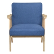 Cathy Accent Club Armchair- Soft Blue- Natural Brown Wood Frame