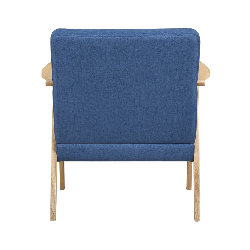 Cathy Accent Club Armchair- Soft Blue- Natural Brown Wood Frame