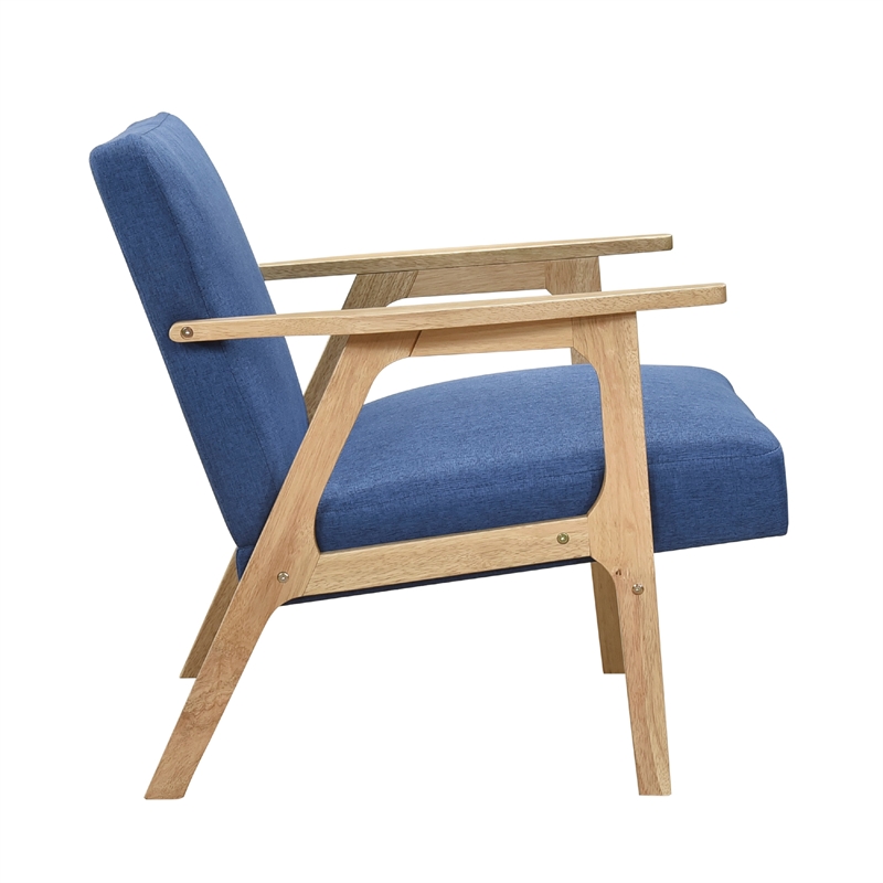 Cathy Accent Club Armchair- Soft Blue- Natural Brown Wood Frame