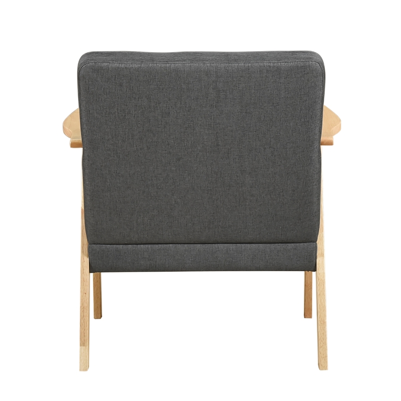 Cathy Accent Club Armchair- Soft Dark Gray- Natural Brown Wood