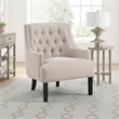Daisie Accent Armchair- Button Tufted Beige Chenille- Solid Wood
