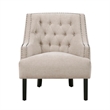 Daisie Accent Armchair- Button Tufted Beige Chenille- Solid Wood
