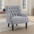 Daisie Accent Armchair- Button Tufted Gray Chenille- Solid Wood