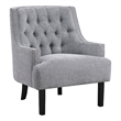 Daisie Accent Armchair- Button Tufted Gray Chenille- Solid Wood