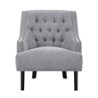 Daisie Accent Armchair- Button Tufted Gray Chenille- Solid Wood