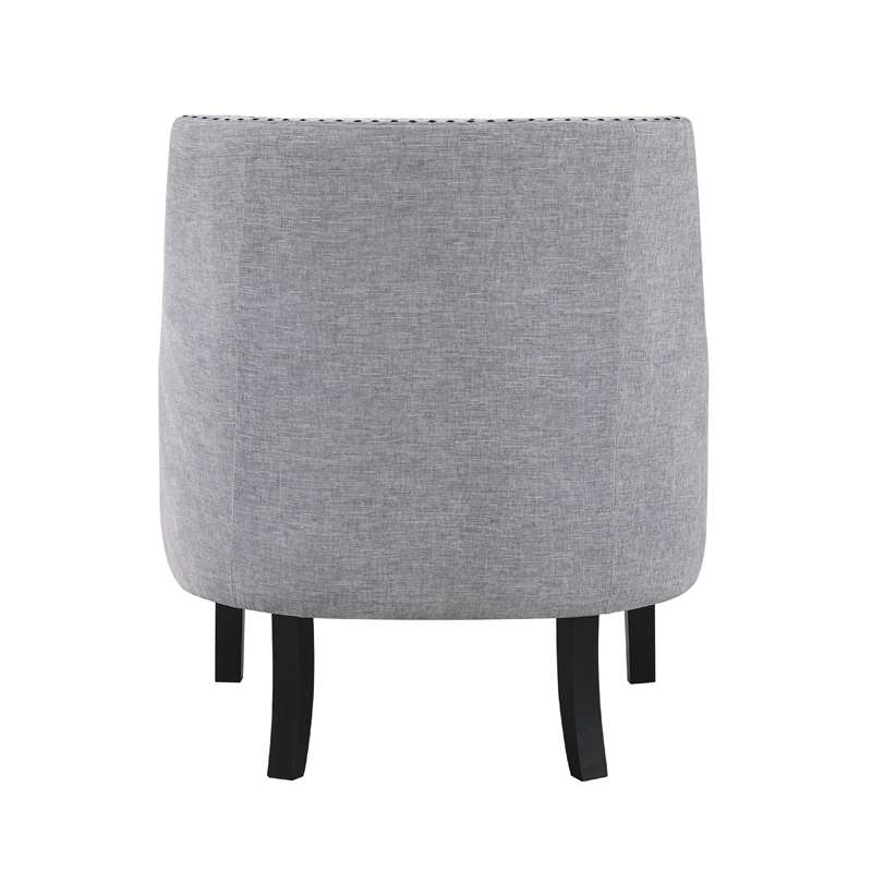 Daisie Accent Armchair- Button Tufted Gray Chenille- Solid Wood