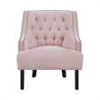 Daisie Accent Armchair- Button Tufted Pink Chenille- Solid Wood