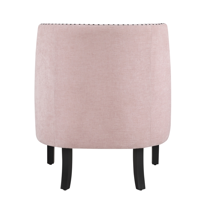 Daisie Accent Armchair- Button Tufted Pink Chenille- Solid Wood