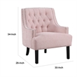 Daisie Accent Armchair- Button Tufted Pink Chenille- Solid Wood